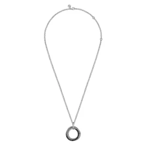 Gabriel 925 Sterling Silver Black Spinel Bujukan Link Pendant Necklace