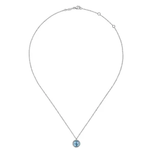 Gabriel 925 Sterling Silver Bujukan Swiss Blue Topaz Pendant Necklace