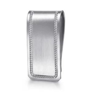 Gabriel 925 Sterling Silver Money Clip with Twisted Rope Trim Fashion Accessories Bailey's Fine Jewelry