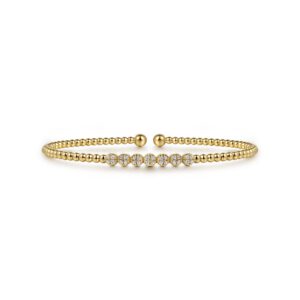 Gabriel 14K Yellow Gold Bujukan Bead and Cluster Diamond Bangle Bangle & Cuff Bracelets Bailey's Fine Jewelry