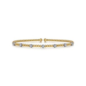 Gabriel 14K White-Yellow Gold Bujukan Diamond Stations Bangle Bangle & Cuff Bracelets Bailey's Fine Jewelry