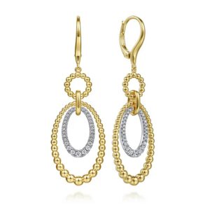 Gabriel 14K White&Yellow Gold Bujukan Diamond Drop Earrings