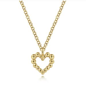 Gabriel 14K Yellow Gold Bujukan Bead Open Heart Pendant Necklace Necklaces & Pendants Bailey's Fine Jewelry