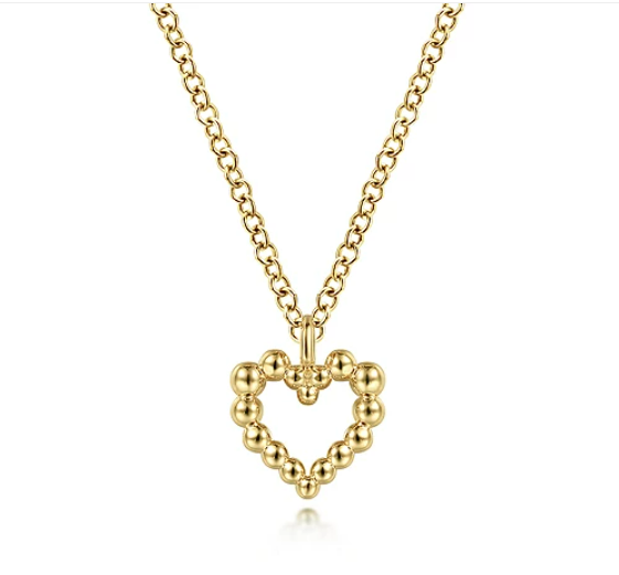 Gabriel 14K Yellow Gold Bujukan Bead Open Heart Pendant Necklace