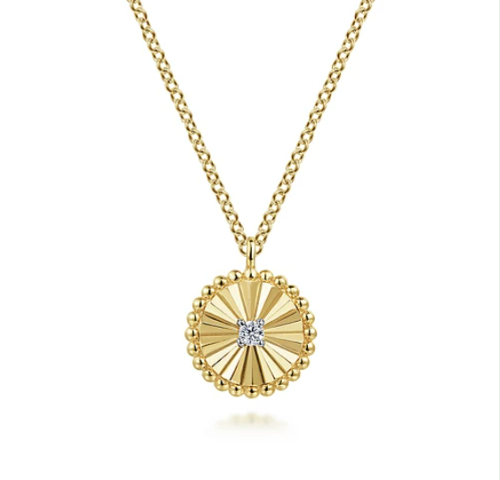 Gabriel 14K White-Yellow Gold Bujukan Diamond Cut Pendant Necklace