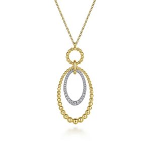 Gabriel 14K White-Yellow Gold Bujukan and Diamond Circle Pendant Necklace Necklaces & Pendants Bailey's Fine Jewelry