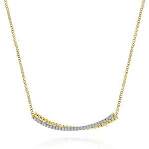 Gabriel 14K Yellow-White Gold Bujukan and Diamond Curved Bar Necklace Necklaces & Pendants Bailey's Fine Jewelry
