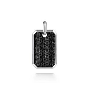 Gabriel 925 Sterling Silver Black Spinel Dog Tag Pendant Charm Enhancer Bailey's Fine Jewelry