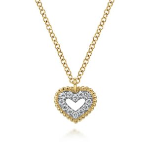Gabriel 14K Yellow Gold Bujukan Diamond Pavé Heart Pendant Necklace