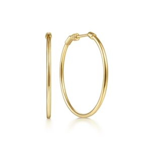 Gabriel 14K Yellow Gold 30mm Round Classic Hoop Earrings Earrings Bailey's Fine Jewelry