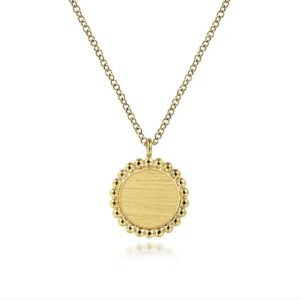 Gabriel 14K Yellow Gold Round Pendant Necklace with Bujukan Bead Frame Necklaces & Pendants Bailey's Fine Jewelry
