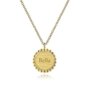 Gabriel 14K Yellow Gold Round Pendant Necklace with Bujukan Bead Frame