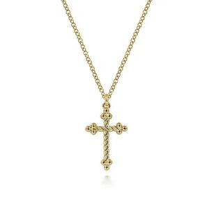 Gabriel 14K Yellow Gold Bujukan Twisted Rope Cross Pendant Necklace