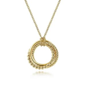 Gabriel 14K Yellow Gold BujukanTwisted Rope Multi Circle Pendant Necklace Necklaces & Pendants Bailey's Fine Jewelry