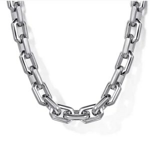 Gabriel 22 Inch 925 Sterling Silver Faceted Chain Necklace