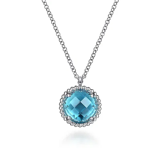 Gabriel 925 Sterling Silver Bujukan Swiss Blue Topaz Pendant Necklace