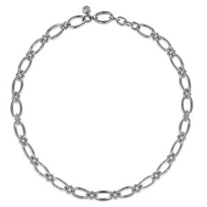 Gabriel 925 Sterling Silver Oval Link Chain Necklace with Bujukan Connectors