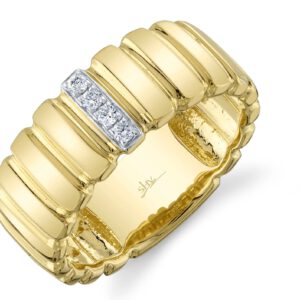 14KT Gold and Diamond Ribbed Ring Fashion Rings Bailey's Fine Jewelry