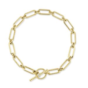 14KT Gold and Diamond Paperclip Chain Bracelet Bracelets Bailey's Fine Jewelry