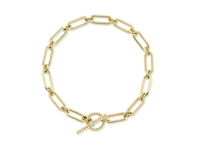 14KT Gold and Diamond Paperclip Chain Bracelet