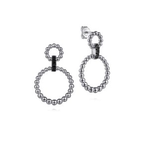 Gabriel 925 Sterling Silver Black Spinel Bujukan Link Drop Earrings Dangle/Drop Earrings Bailey's Fine Jewelry