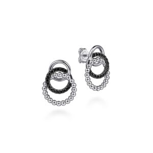 Gabriel 925 Sterling Silver Black Spinel Bujukan Link Stud Earrings Earrings Bailey's Fine Jewelry