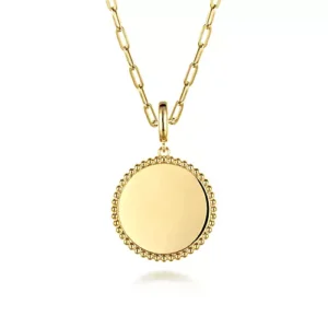 Gabriel 14K Yellow Gold Bujukan Round Personalized Medallion Pendant in size 24mm