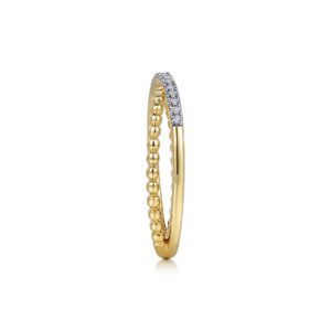 Gabriel 14K Yellow Gold Bujukan Pavé Diamond Criss Cross Stackable Ring