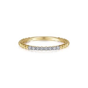 Gabriel 14K Yellow Gold Bujukan Bead and Diamond Stackable Ring Bands Bailey's Fine Jewelry