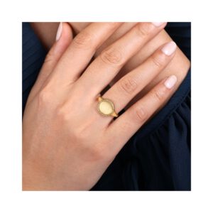 Gabriel 14K Yellow Gold Round Engravable Signet Ring with Twisted Rope Frame
