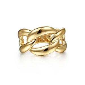 Gabriel 14K Yellow Gold Link Chain Wide Band Ring Fashion Rings Bailey's Fine Jewelry