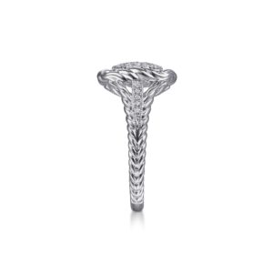 Gabriel 925 Sterling Silver White Sapphire Pavé Signet Ring with Rope Frame