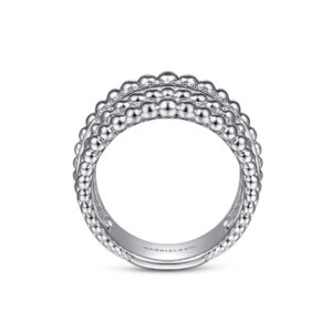Gabriel 925 Sterling Silver White Sapphire Bujukan Wide Band Ring