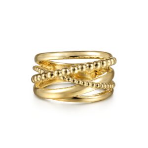 Gabriel 14K Yellow Gold Bujukan Criss Cross Ring Fashion Rings Bailey's Fine Jewelry