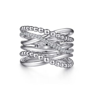 Gabriel 925 Sterling Silver White Sapphire Criss Cross Ring Fashion Rings Bailey's Fine Jewelry