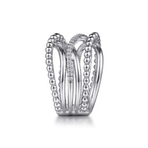 Gabriel 925 Sterling Silver White Sapphire Criss Cross Ring