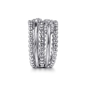 Gabriel 925 Sterling Silver White Sapphire Multi Row Bujukan Easy Stackable Ring