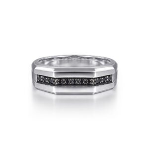 Gabriel 925 Sterling Silver Ring with Black Spinel Inlay in High Polished Finish Fashion Rings Bailey's Fine Jewelry