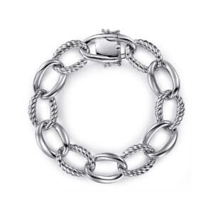 Gabriel 925 Sterling Silver Rope Link Chain Bracelet