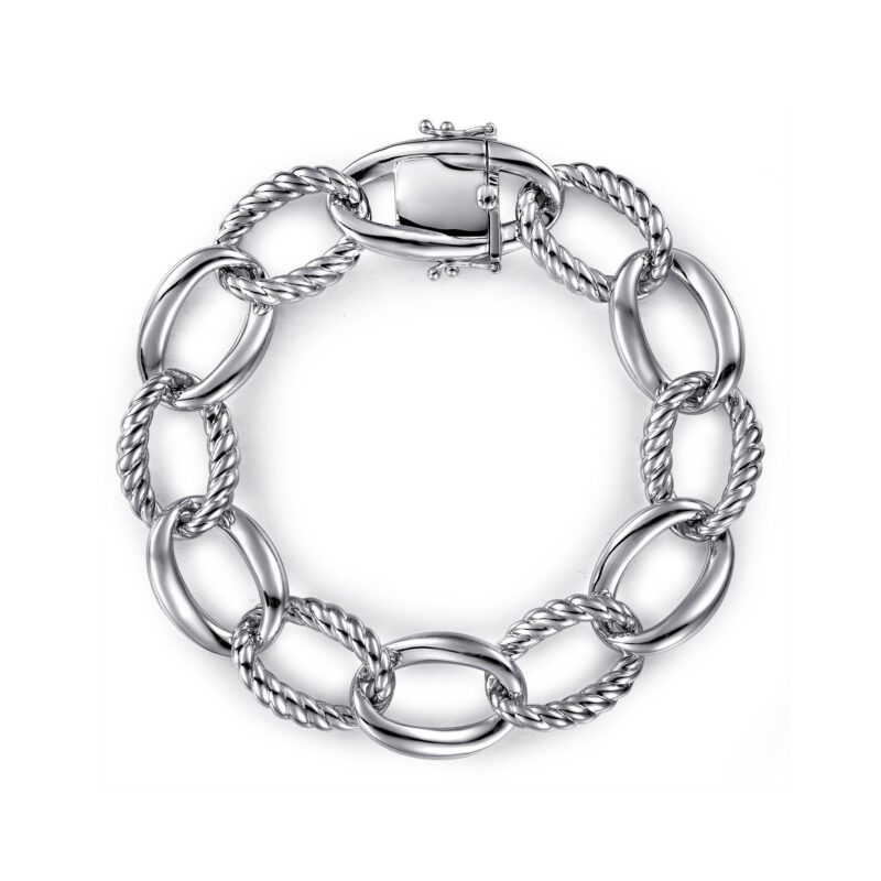 Gabriel 925 Sterling Silver Rope Link Chain Bracelet