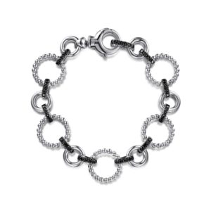 Gabriel 925 Sterling Silver Black Spinel Bujukan Link Tennis Bracelet Bracelets Bailey's Fine Jewelry