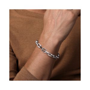 Gabriel 925 Sterling Silver Faceted Chain Black Spinel Bracelet