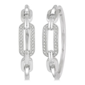 Bailey’s Sterling Collection Diamond Paperclip Hoop Earrings Earrings Bailey's Fine Jewelry