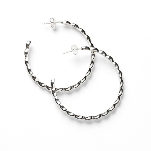 Bailey's Sterling Collection Large Beaded Hoop Earrings