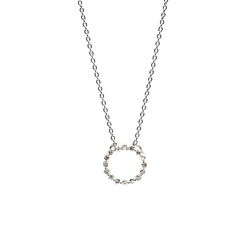 Bailey's Sterling Collection Open Circle Diamond Pendant Necklace