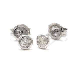 Bailey’s Sterling Collection Round Diamond Bezel Stud Earrings Earrings Bailey's Fine Jewelry