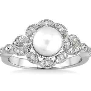 Bailey’s Sterling Collection Diamond Pearl Ring Fashion Rings Bailey's Fine Jewelry