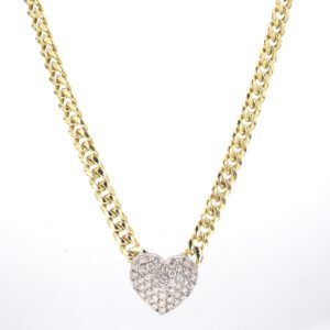 Pave Diamond Heart Curb Chain Necklace Necklaces & Pendants Bailey's Fine Jewelry