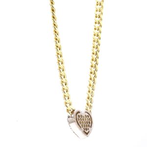Pave Diamond Heart Curb Chain Necklace