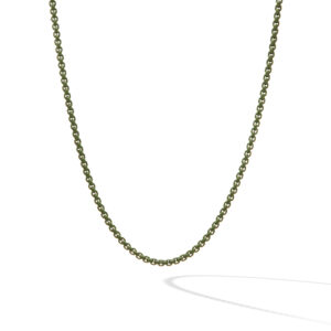 David Yurman Box Chain Necklace in Green with Stainless Steel and Sterling Silver, 18″ DY Bailey's Fine Jewelry